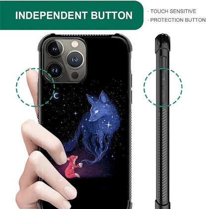 for iPhone 15 Pro Max Case, Galaxy Fox Wolf Pattern Graphic Design Girl Boy - Image 6