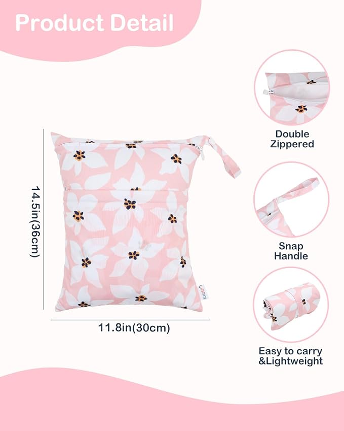 ALVABABY 2pcs Waterproof Wet Dry Bags, Reusable - Image 3