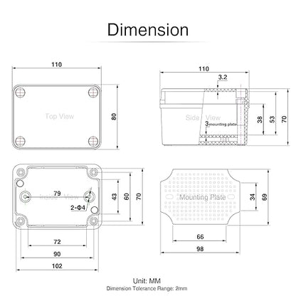 QILIPSU Junction Box with Mounting Plate 110x80x70mm, ABS Plastic DIY - Image 6