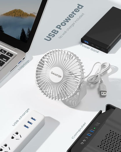 Gaiatop USB Desk Fan, 3 Speeds Strong Airflow, 5.5 Inch Portable 90° Rotate - Image 6