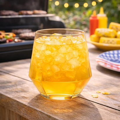 Oojami 40 Pack Diamond Plastic Wine Glasses 12oz Gold Rim Stemless Disposable - Image 9
