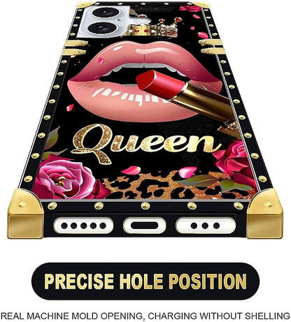 Compatible with iPhone 16 Case, Glitter Red Rose Queen Leopard Lipstick Luxury - Image 6