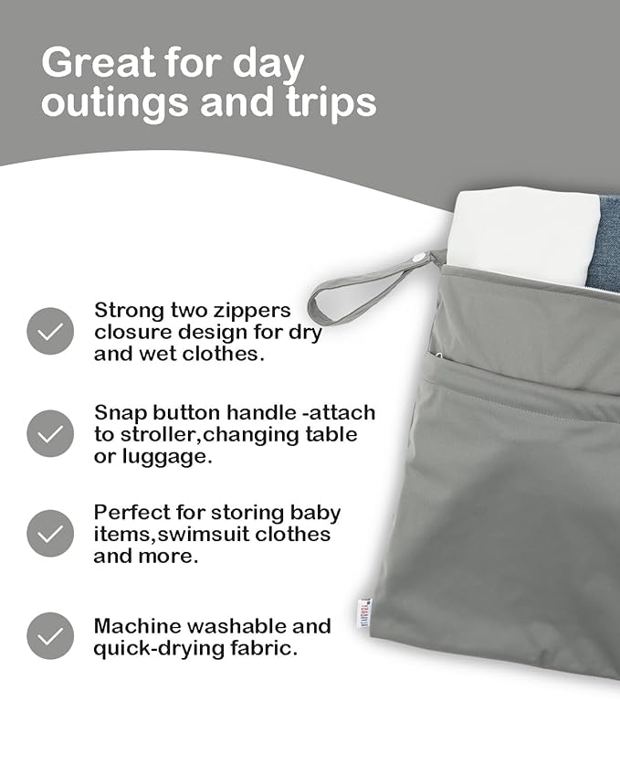 ALVABABY 2pcs Cloth Diaper Wet Dry Bags Waterproof Reusable - Image 4