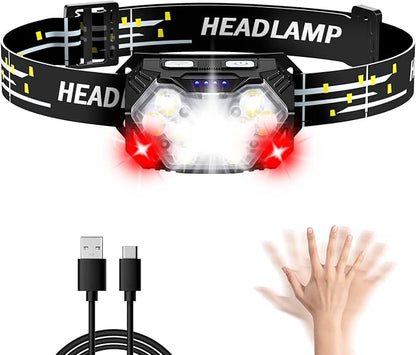 Lsnisni 9 LED Headlamp Rechargeable, 2000 Lumen Super Bright 10 Modes Motion by Lsnisni