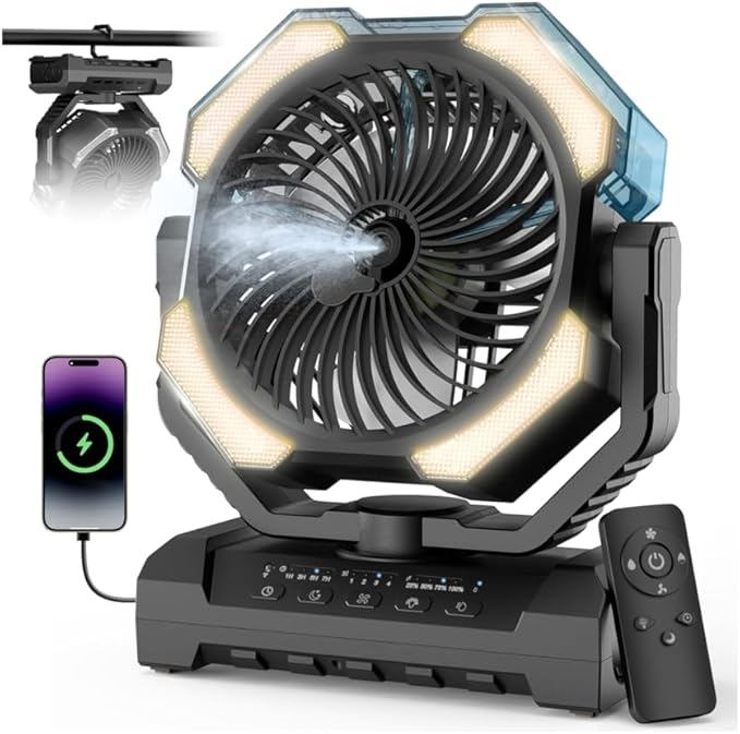 Camping Misting Fan - 24000mAh Portable Battery Powered Fans by Unknown