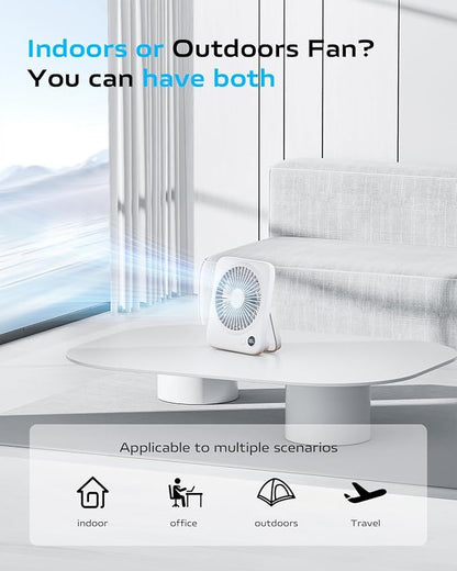 Otlonpe Portable Desk Fan 6.5 Inch, 4000mAh Rechargeable Battery Operated & USB - Image 2