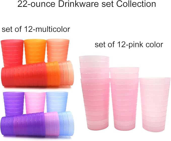 KX-WARE Mixed Drinkware 22-ounce Plastic Tumblers/Drinking Glasses/Party - Image 5