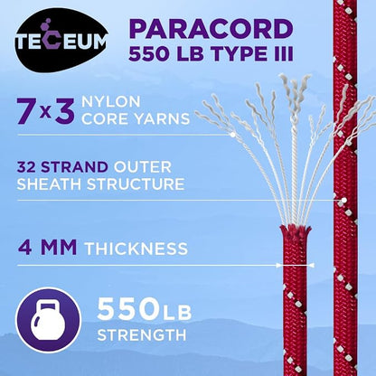 TECEUM 5/32" Paracord Rope 1000 – 1000ft / 200ft / 100ft / 50ft – Tactical - Image 3