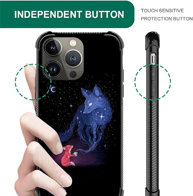 for iPhone 14 Pro Max Case, Galaxy Fox Wolf Pattern Graphic Design Girl Boy - Image 5