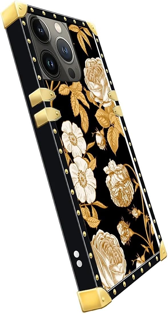 Compatible with iPhone 14 Pro Max Case, Blooming Rose Golden Flower Luxury - Image 4
