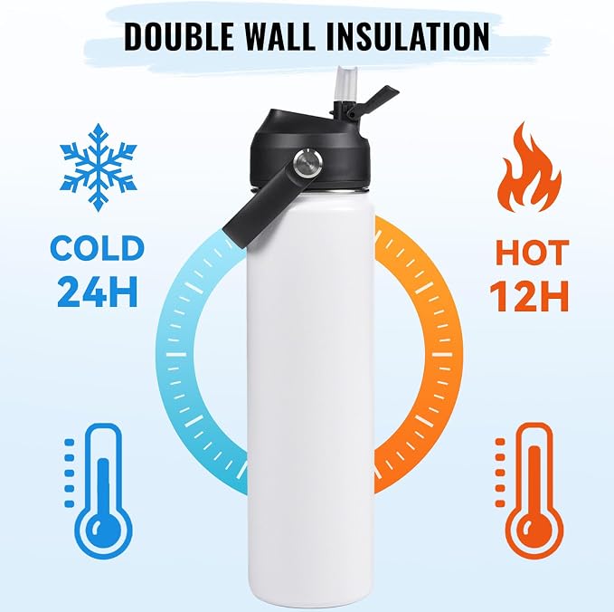 Fijinhom 24oz Insulated Stainless Steel Water Bottle, Wide Mouth Double Wall - Image 6