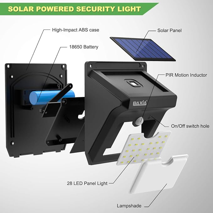 BAXIA TECHNOLOGY Solar Outdoor Lights Wireless Security Motion Sensor Solar - Image 8