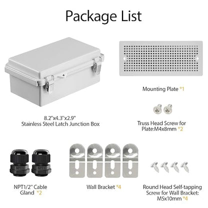 LeMotech Electrical Box, IP67 Waterproof Hinged Cover Stainless Steel Latch - Image 9