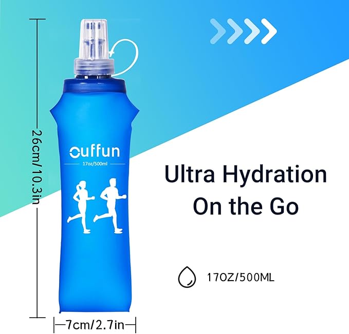 2 Pack Soft Water Bottle, TPU Collapsible Flask Foldable Bottles - Image 3