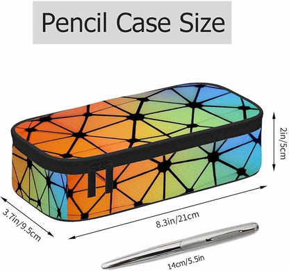 Abstract Lines Pencil Case Organizer Geometric Triangles Fluorescent Neon - Image 2