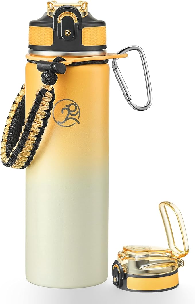GOSWAG Insulated Sports Water Bottle, 24oz 2 Lids, Stainless Steel Water Bottles by GOSWAG