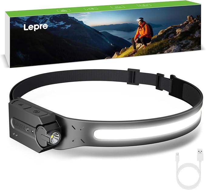 Lepro Headlamp - Super Bright LED Head Lamp Rechargeable by Lepro