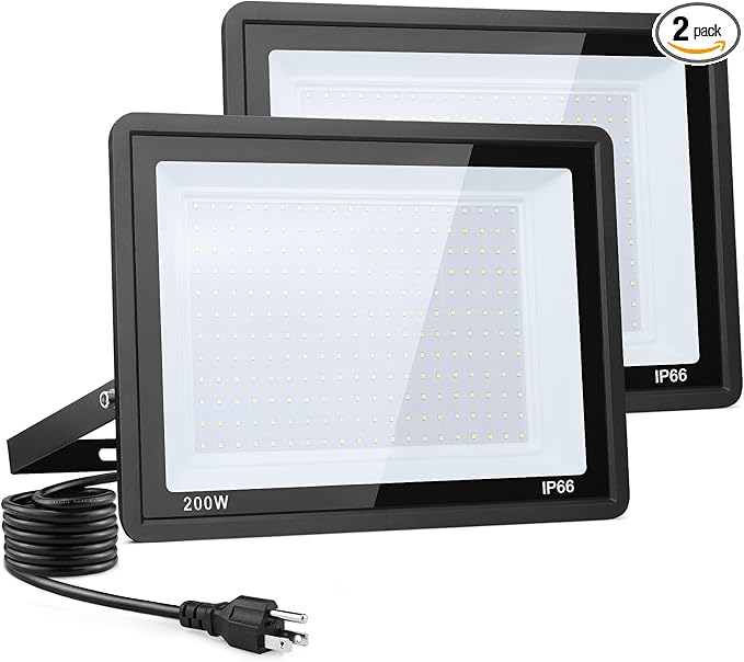 200W LED Flood Light Outdoor, IP66 Waterproof Outside Work Lights, 6500K by WuliFun