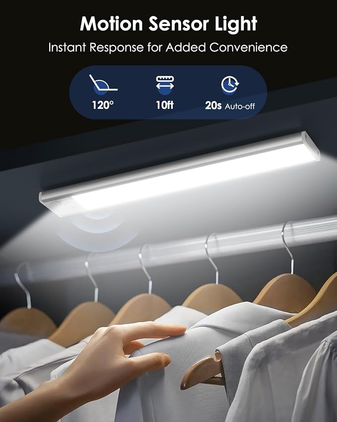 2-Pack Under Cabinet Lighting, Upgraded 3200mAh Rechargeable Under Cabinet - Image 6