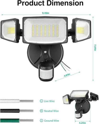 iMaihom 50W Motion Sensor Outdoor Lights, 5000LM Hardwired Motion Sensor Flood - Image 9
