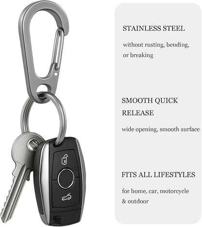Stainless Steel Carabiner Keychain, Quick Release Heavy Duty Key Clip - Image 2