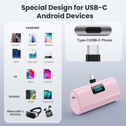 Mini Portable Charger USB C Power Bank, Upgraded 5500mAh PD Fast Charging - Image 4