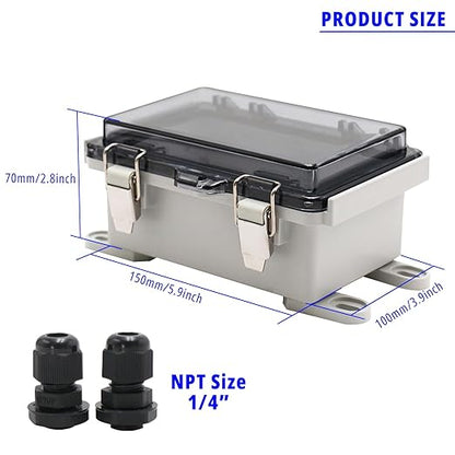 MAKERELE ABS Plastic Small Outdoor Waterproof Box Clear Hinged Shell Outdoor - Image 2