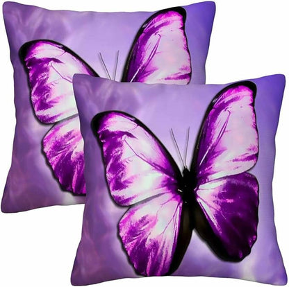 Purple Butterfly Couch Pillow Covers 18 X 18 Vibrant Magical Nature Insect Set by Unknown