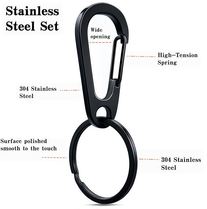 Stainless Steel Carabiner Keychain, Quick Release Heavy Duty Key Clip - Image 3