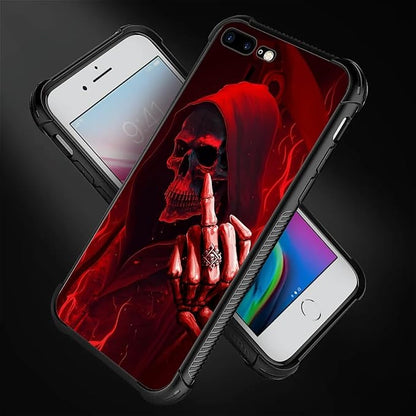 for iPhone 7/8 Case, Gestures Funny Skull Pattern Graphic Design Girl Boy Soft - Image 2