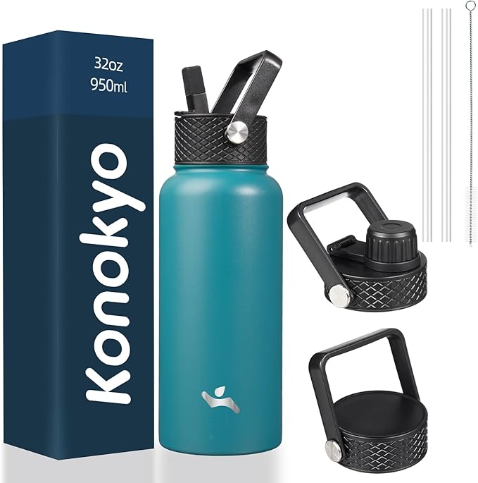 Konokyo 32 oz Insulated Water Bottle Stainless Steel Sport Bottles by Konokyo