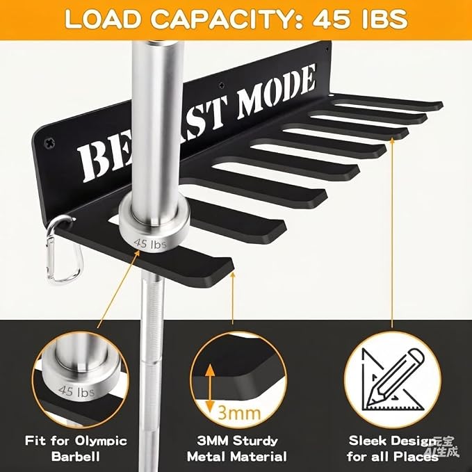 Gym Home Rack 8 Hook Heavy-Duty Wall-mounted Organizer Multi-Purpose Workout - Image 6