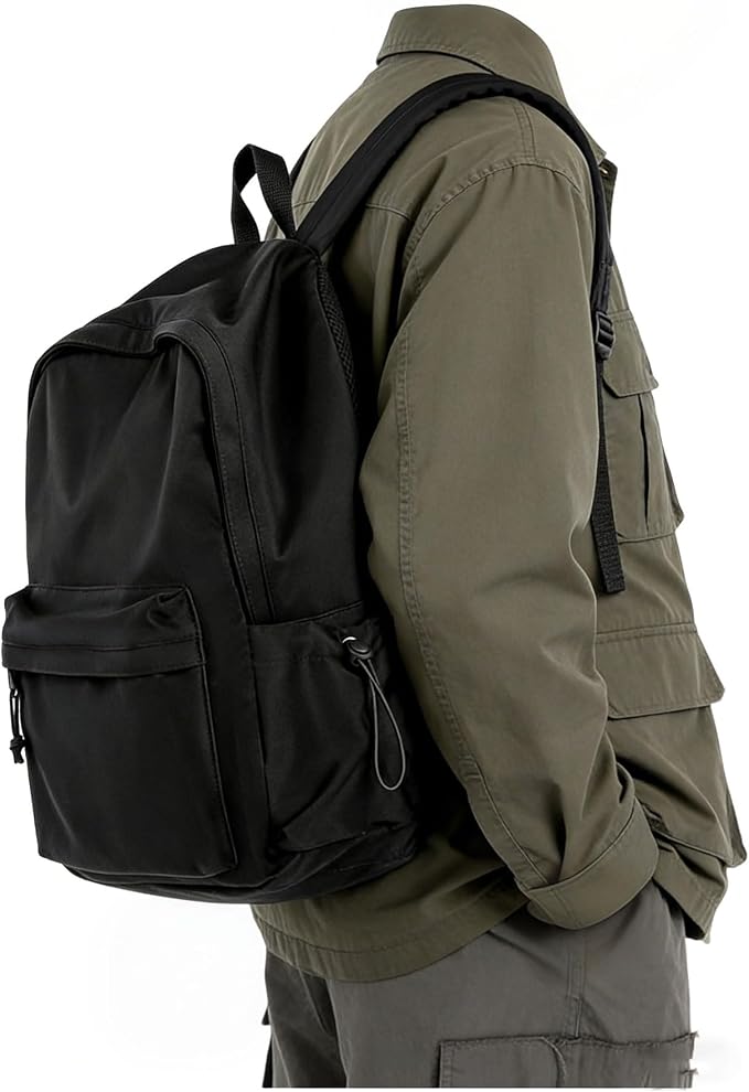 BJLFS Black School Backpack for Girls Women, Waterproof High School Book Bag by BJLFS