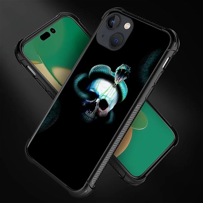 for iPhone 13 Case, Skeleton Winding Snake Pattern Graphic Design Girl Boy Soft - Image 5