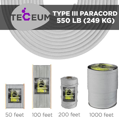 TECEUM 5/32" Paracord Rope 1000 – 1000ft / 200ft / 100ft / 50ft – Tactical - Image 9