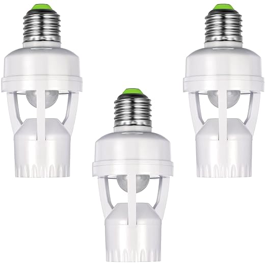 Hortsun 3 Pieces Hortsun Motion Sensor Light Socket Smart Screw in Light Bulb by Hortsun