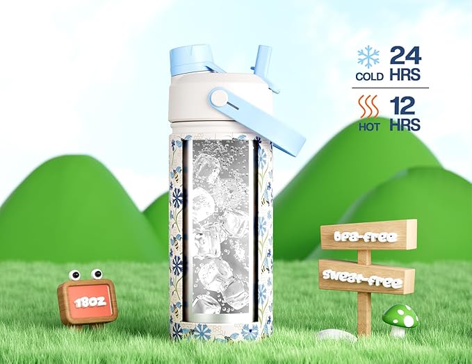 18 oz Kids Water Bottle for School: Spill-Resistant, Insulated 24H Cold Cup - Image 5