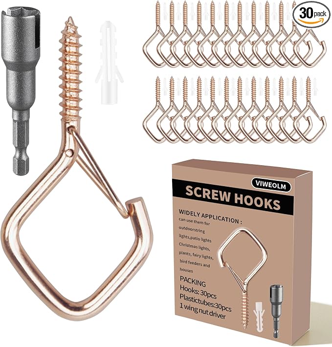 30 Pcs Rose Gold Eye Hooks Screw Heavy Duty, Ceiling Hooks by Unknown