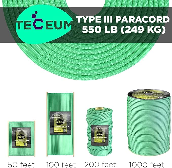 TECEUM Reflective Paracord Rope 1000 – 1000ft/200ft/100ft/50ft – 40+ Colors – - Image 8