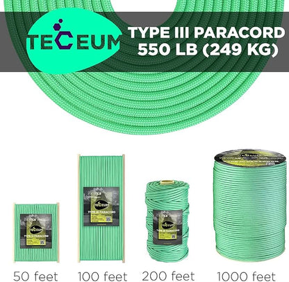 TECEUM Reflective Paracord Rope 1000 – 1000ft/200ft/100ft/50ft – 40+ Colors – - Image 8