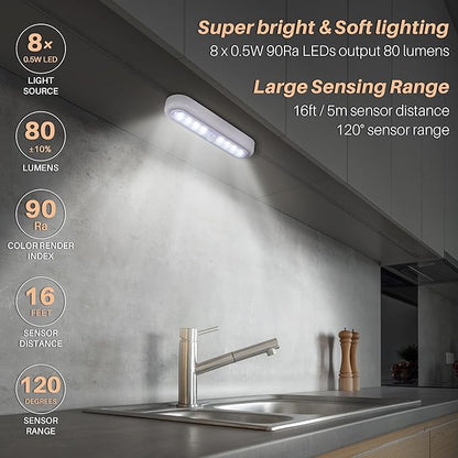 STAR-SPANGLED 3 Pack 7” Motion Sensor Lights Indoor Battery Operated, Stick on - Image 2
