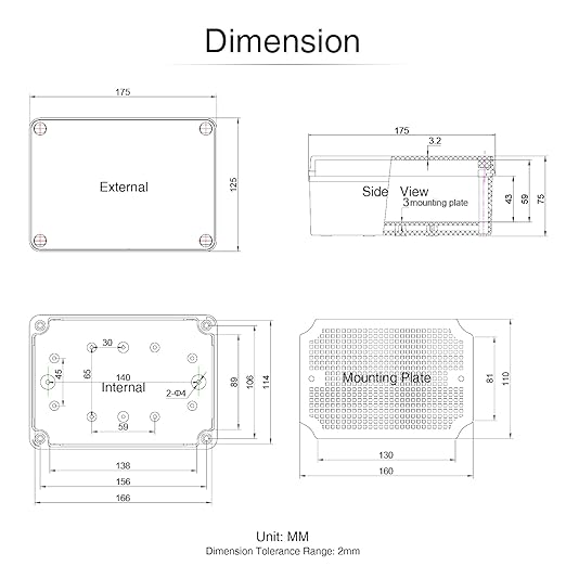 QILIPSU Outdoor Junction Box IP67 Waterproof Project Box ABS Plastic - Image 6