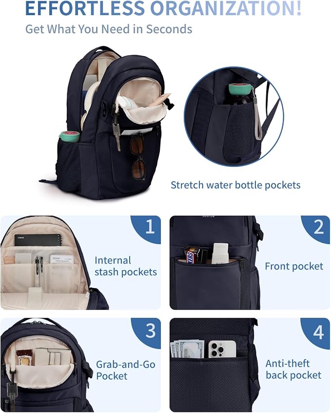 ECOHUB Travel Backpack for Women, 17.3 inch Suspended Laptop Backpack, Fashion - Image 3