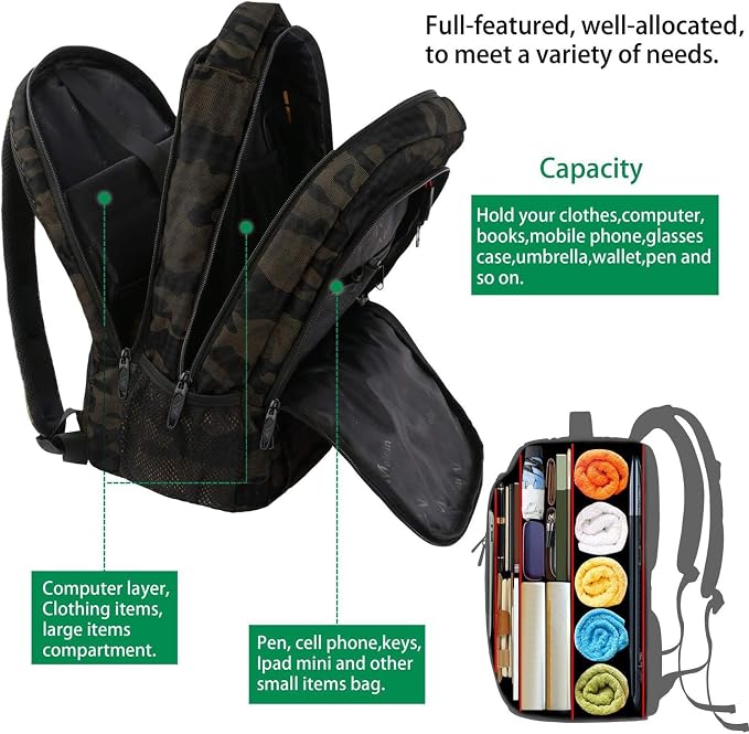 MATEIN 15.6 Inch Laptop Backpack, Sturdy Business Travel Laptop Bagpack - Image 4
