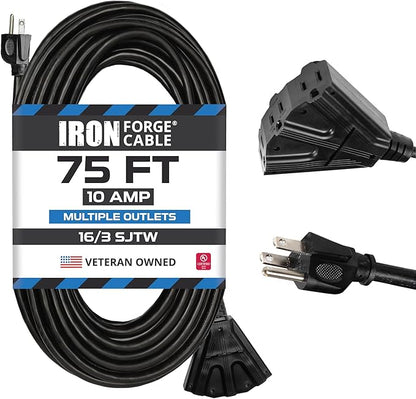 Iron Forge Cable 75 Ft Black Extension Cord by IronForgeCable