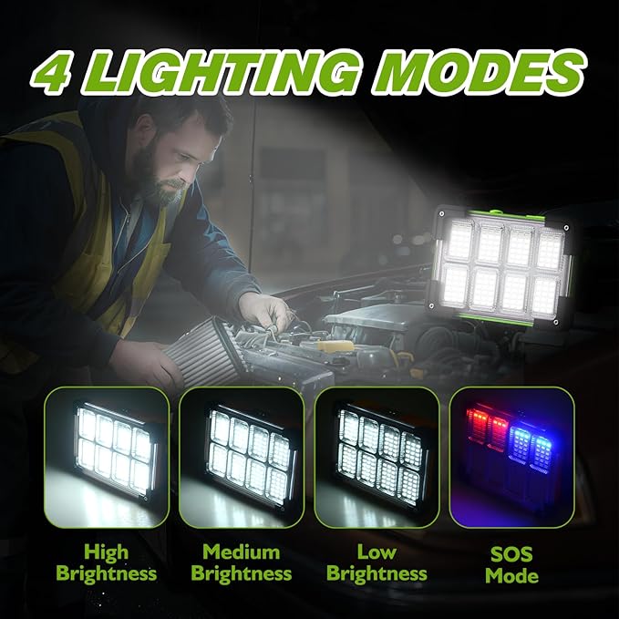 120W Solar Rechargeable Work Light, 144 LED 10000LM Led Work Light - Image 4