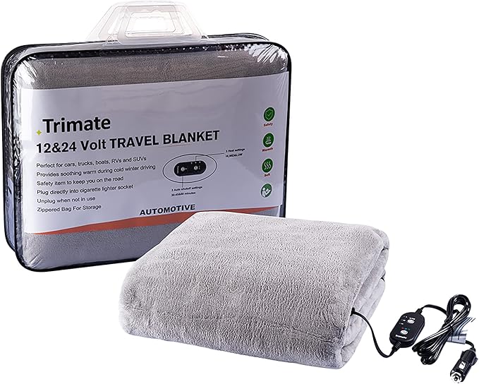 Electric Car Heating Blanket Plush 3 Heat Settings, Auto Shutoff, 55 X 40 by trimate
