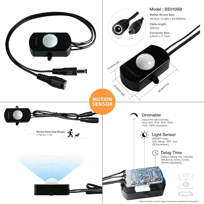 Sensky 19.7ft/6m Motion Activated LED Strip Light Kit Flexible LED Strip Motion - Image 4