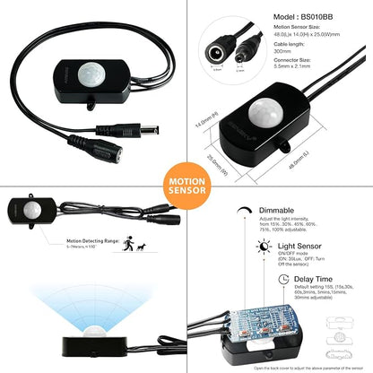 Sensky 19.7ft/6m Motion Activated LED Strip Light Kit Flexible LED Strip Motion - Image 4