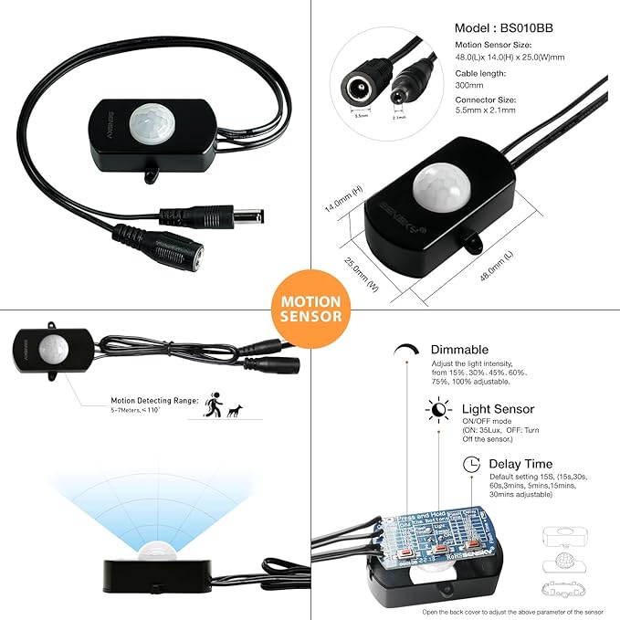 Sensky 19.7ft/6m Motion Activated LED Strip Light Kit - Image 2